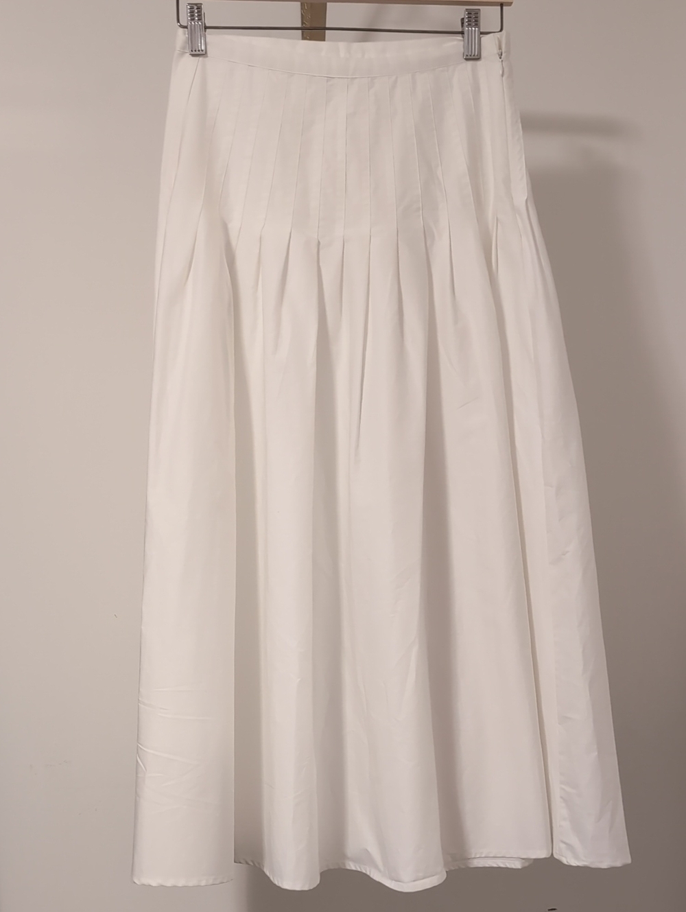 Zara White Pleated Maxi Skirt